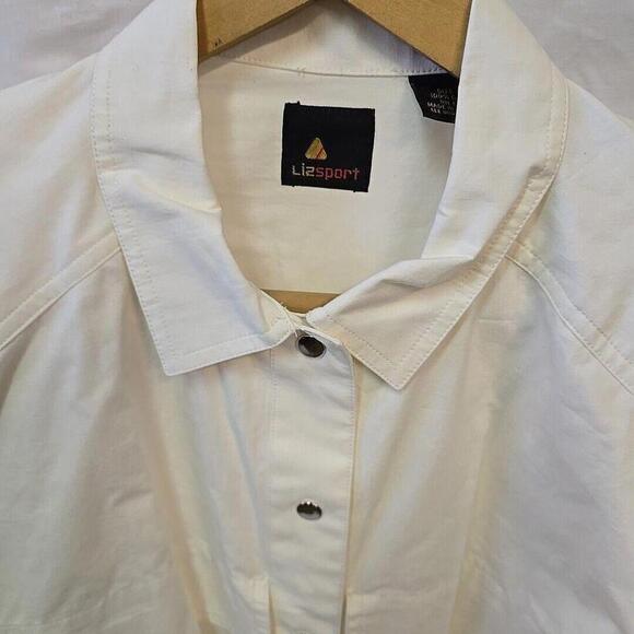 Vintage ‘80’s Lizsport Short Sleeve Jumpsuit With Elastic Waist White Size L NWT - Picture 4 of 14